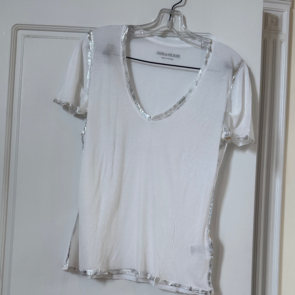 Zadig and voltaire White Top with Silver Accents